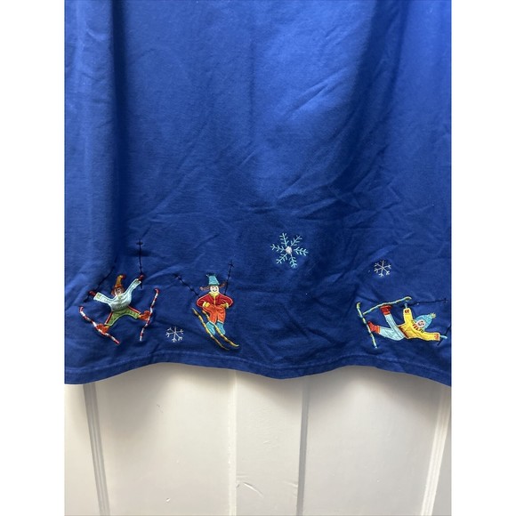 Vintage Michael Simon Women’s XL Skiing Embroidered Cardigan and Skirt SET Blue - Picture 10 of 11